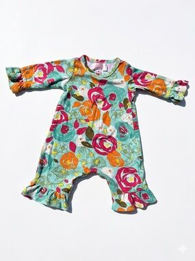 Baby Lulu Vintage Floral Ruffle Romper One-Piece - Size 3 Months - EUC